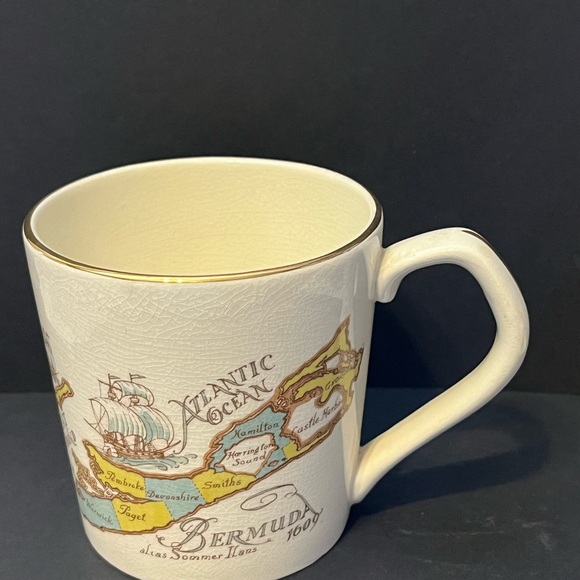 Vintage Sandland Ware Bermuda Map Mug and Tray Set Made England places & ships - Picture 8 of 13